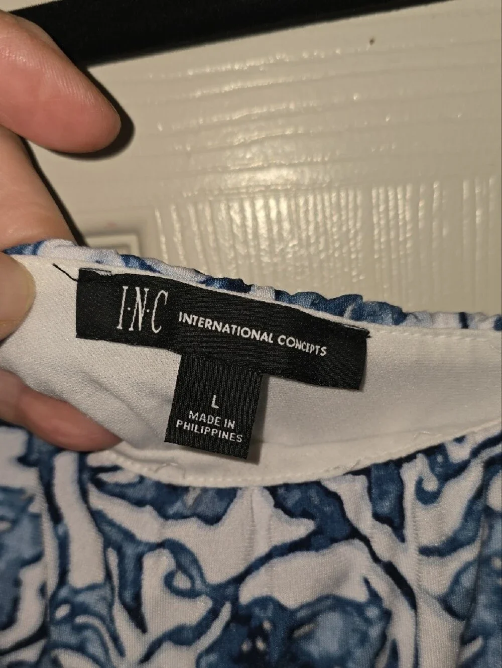 INC‎ International Concepts Blue & White One-Shoulder Floral Maxi Jumpsuit